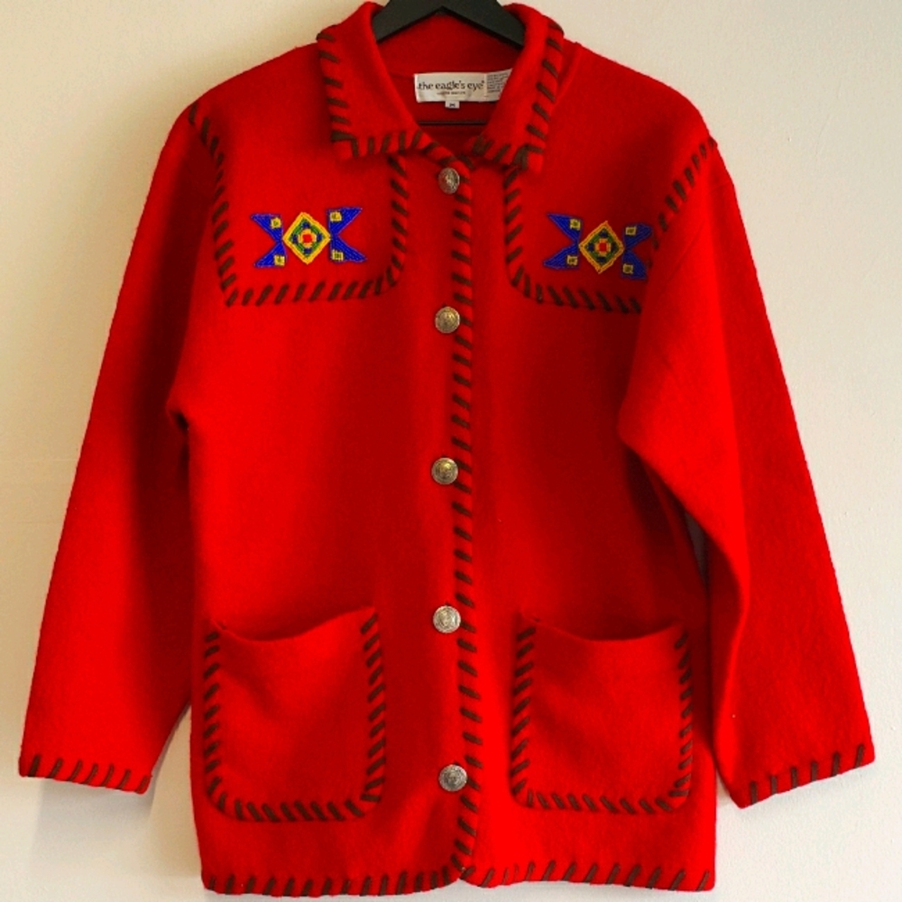 The Eagles Eye 100% Wool Beaded Jacket M